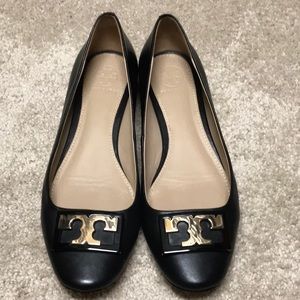 Black Tori Burch Flats with gold logo.  Size 7